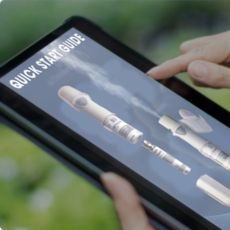 person scrolling on a tablet